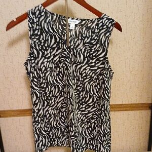Nine West Black and White Patterned Blouse